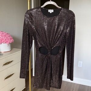 Superdown Glittering Black Long Sleeve Dress